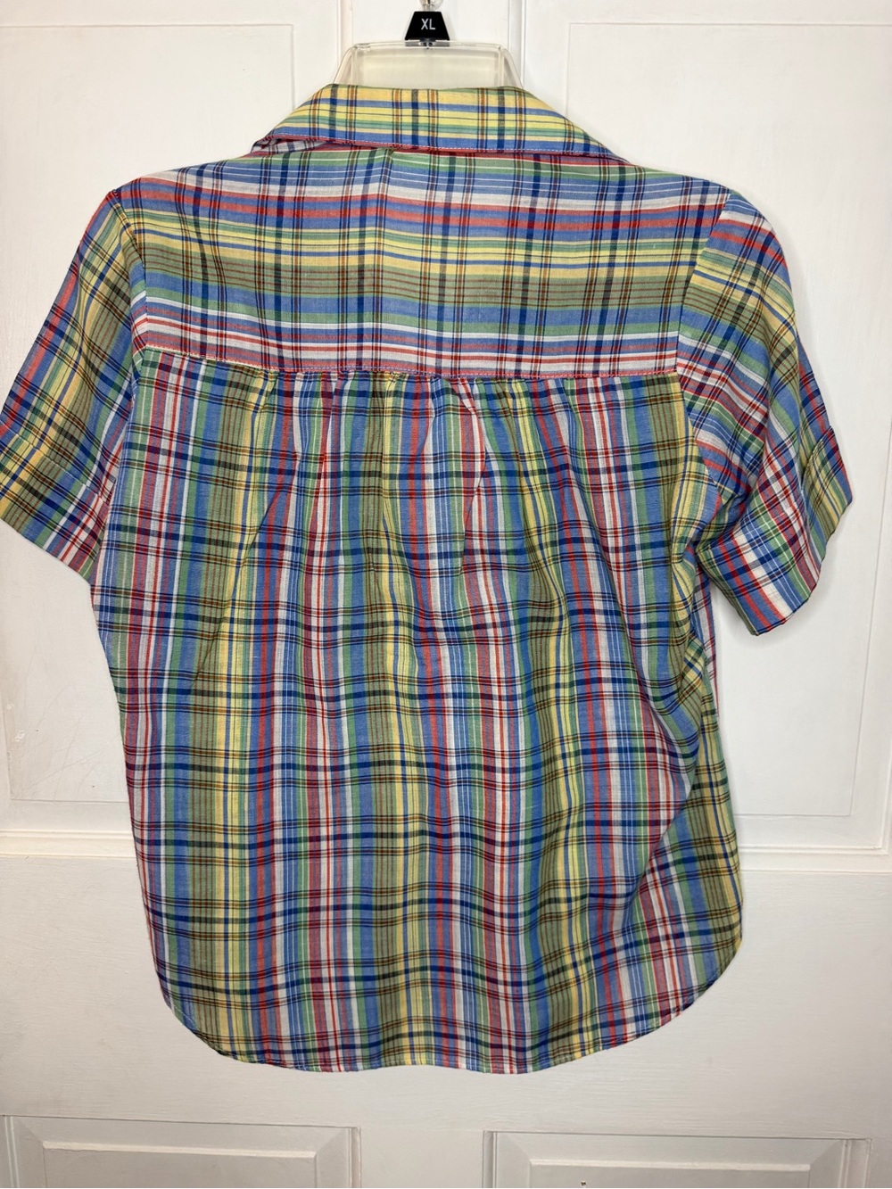 Vintage Shapely Classic Women's 7/8 Multicolor Plaid Collared SS Cottagecore - Picture 2 of 4